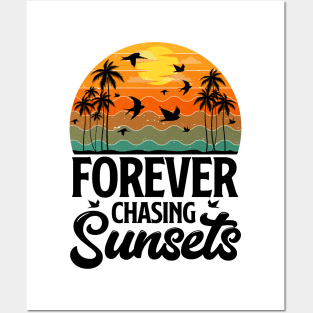 Forever Chasing Sunsets - Retro Sunset Posters and Art